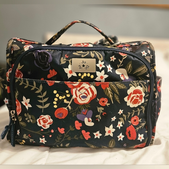 Ju-Ju-Be Handbags - Ju-Ju-Be Navy Blue and Red Midnight Posy Floral Baby Bag